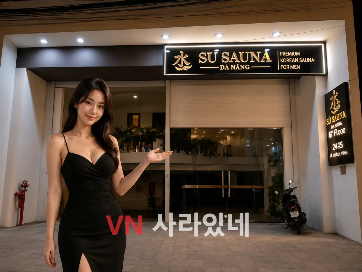 다낭 수 사우나 24 Lý Thánh Tông 건물 야간 외관 및 메인 대표 이미지